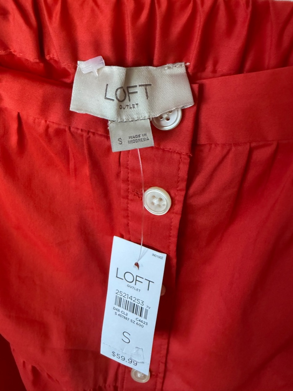 LOFT Outlet NWT Blood Orange Tiered Button Front Midi Skirt Size S - Picture 6 of 9